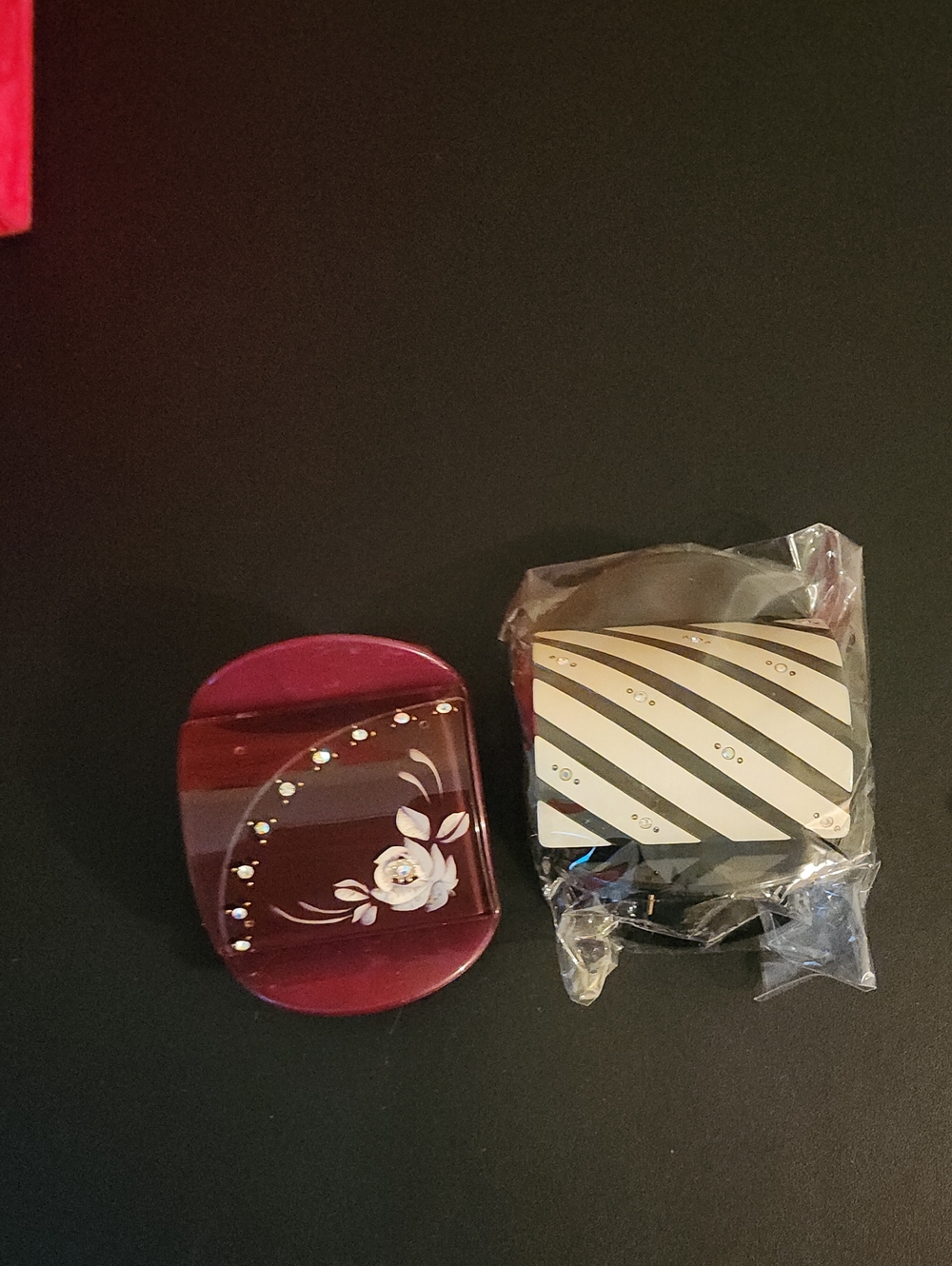 Decorative Burgundy White Black Hair Clips